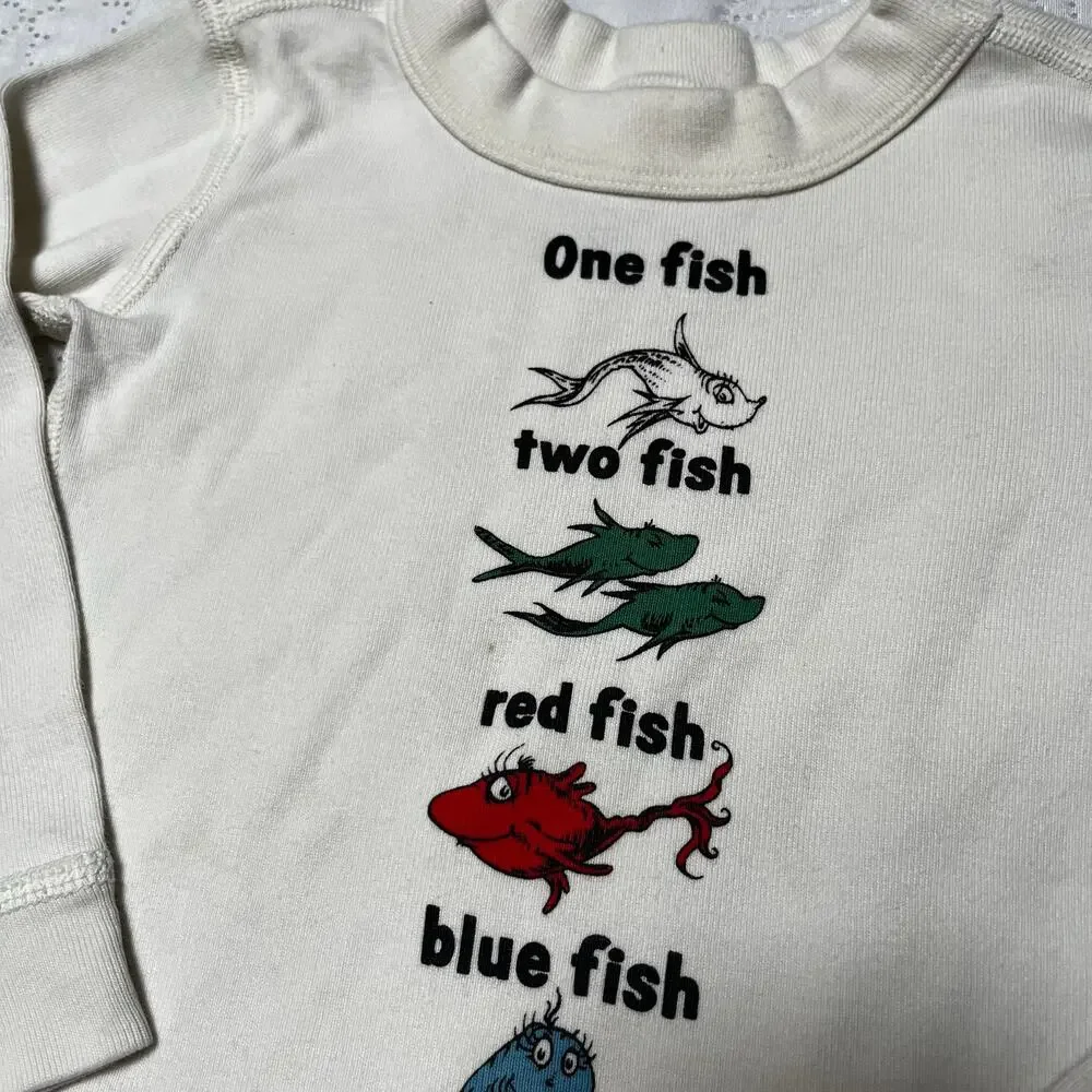 Hanna Andersson Dr Seuss One Fish Two Fish PJ Set Size 2